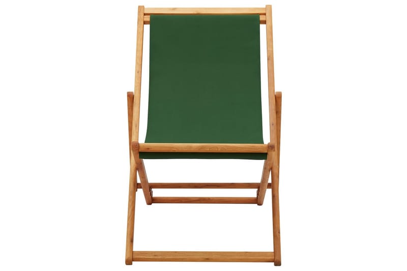 Sammenleggbar strandstol eukalyptus og stoff grønn - Grøn - Balkongstoler - Strandstol - Strandstoler & campingstoler