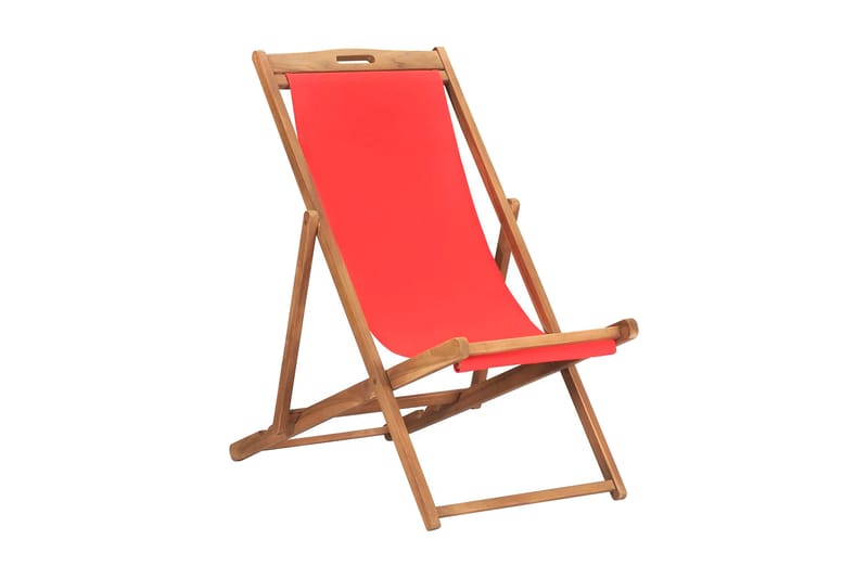 Sammenleggbar strandstol heltre teak rød - Rød - Strandstoler & campingstoler - Strandstol - Balkongstoler