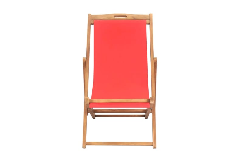 Sammenleggbar strandstol heltre teak rød - Rød - Balkongstoler - Strandstol - Strandstoler & campingstoler