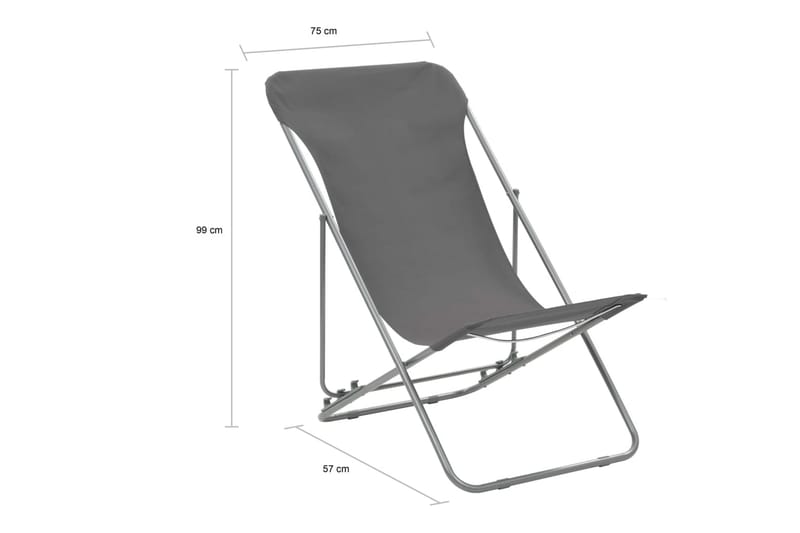 Sammenleggbare strandstoler 2 stk stål og oxfordstoff grå - Balkongstoler - Strandstol - Strandstoler & campingstoler