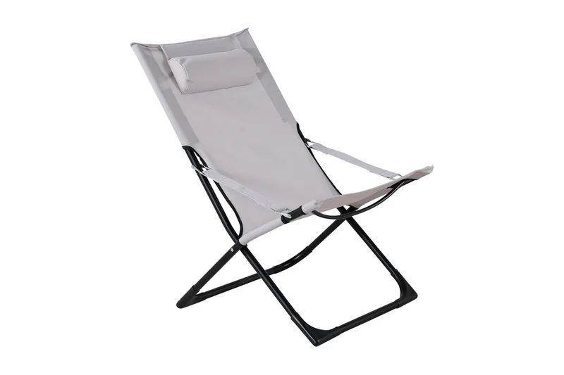 Seville Relaxstol Sammenleggbar med Pute, Svart/Grå