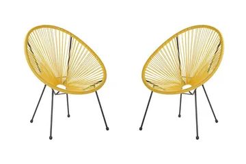 Cayaco Stol 2-pk - Kunstrotting/Gul - Hagemøbler & utemiljø - Stoler & Lenestoler - Utelenestoler