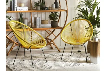 Cayaco Stol 2-pk - Kunstrotting/Gul - Hagemøbler & utemiljø - Stoler & Lenestoler - Utelenestoler