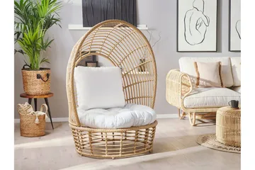 Hagelenestol kunstrotting natur / Hvit LIDO - Tre / Natur - Hagemøbler & utemiljø - Stoler & Lenestoler - Utelenestoler