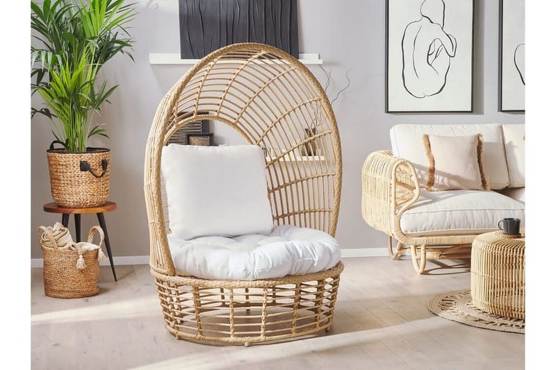 Hagelenestol kunstrotting natur / Hvit LIDO - Tre / Natur - Hagemøbler & utemiljø - Stoler & Lenestoler - Utelenestoler