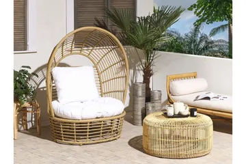 Hagelenestol kunstrotting natur / Hvit LIDO - Tre / Natur - Hagemøbler & utemiljø - Stoler & Lenestoler - Utelenestoler