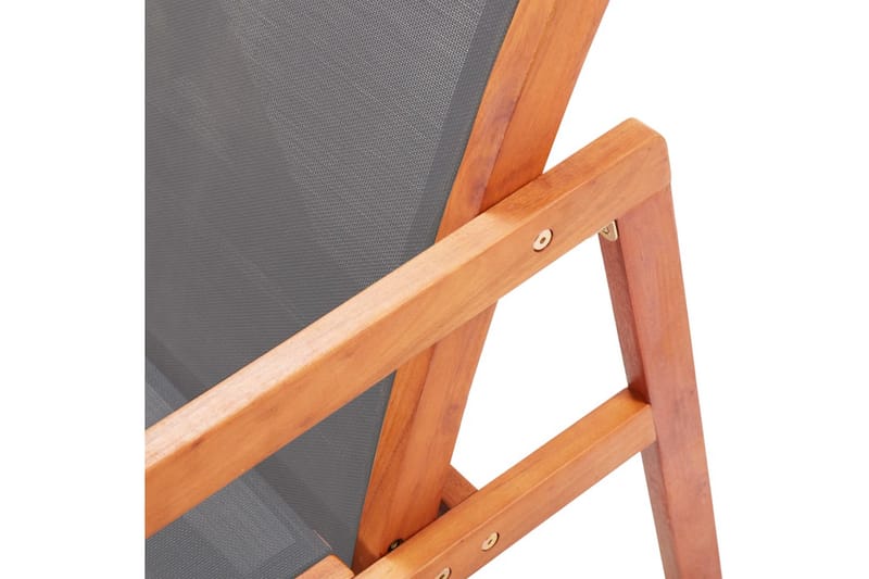 Hagestol med fotstøtte grå heltre eukalyptus & textilene - Utelenestoler - Loungestol utendørs