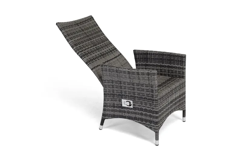 Jenny Justerbar Utendørs Spisestol – Regulerbar Lenestol i Kunstrotting - Grå - Hagemøbler & utemiljø - Stoler & Lenestoler - Utelenestoler