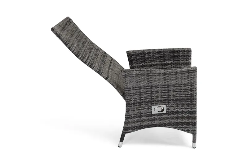 Jenny Justerbar Utendørs Spisestol – Regulerbar Lenestol i Kunstrotting - Grå - Hagemøbler & utemiljø - Stoler & Lenestoler - Utelenestoler