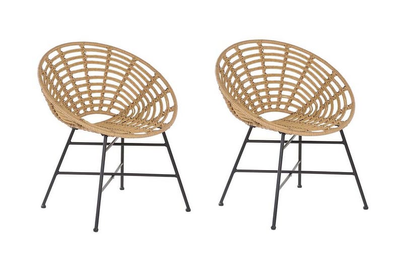 Rottingstol 2 lysebrune ACERRA - Tre / Natur - Hagemøbler & utemiljø - Stoler & Lenestoler - Utelenestoler