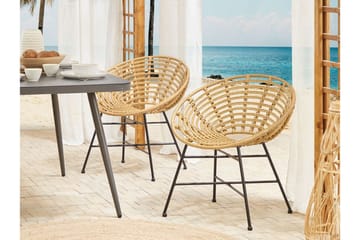 Rottingstol 2 lysebrune ACERRA - Tre / Natur - Hagemøbler & utemiljø - Stoler & Lenestoler - Utelenestoler