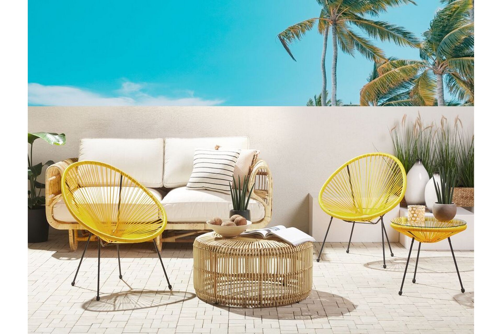 Stol Cayaco 2-pk - Kunstrotting/Gul - Hagemøbler & utemiljø - Stoler & Lenestoler - Utelenestoler