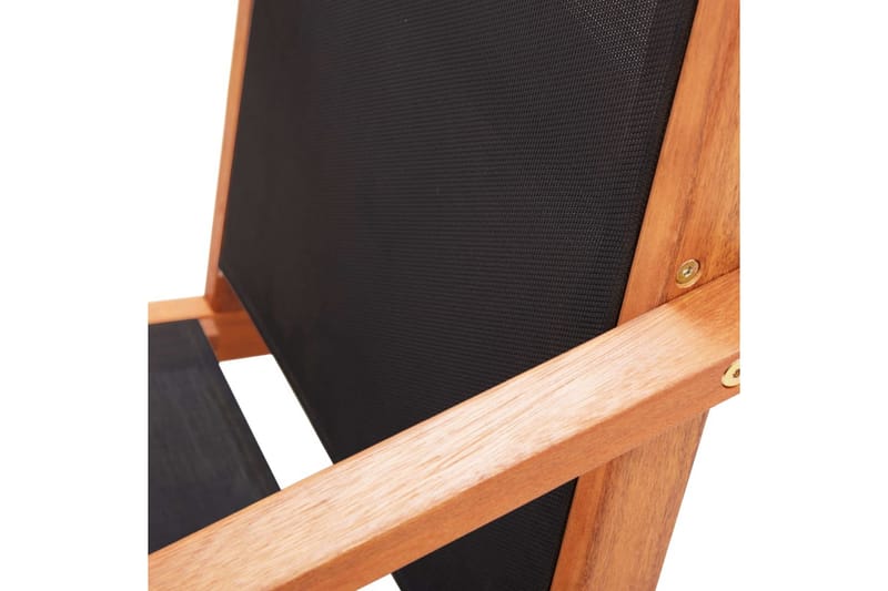 Utendørs lenestol svart heltre eukalyptus og textilene - Svart - Utelenestoler - Loungestol utendørs