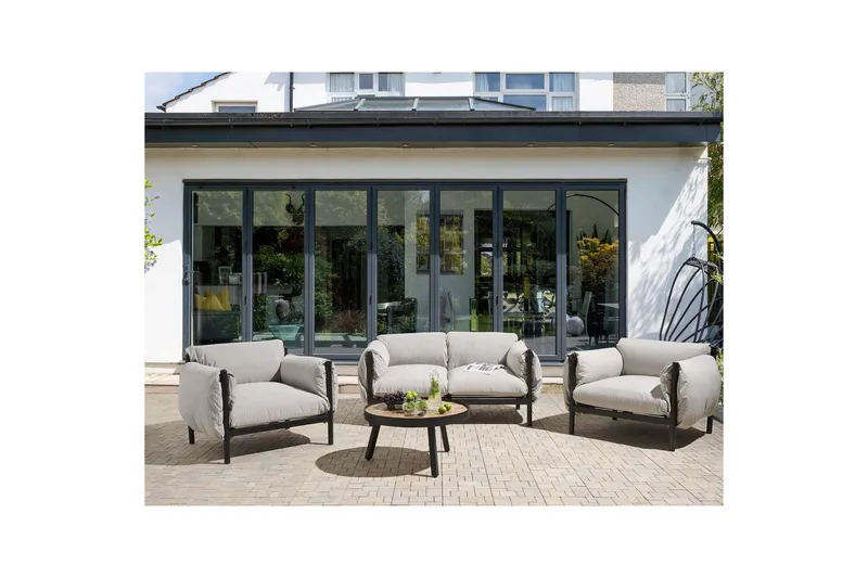 2-sitssoffa med fåtöljer Beliani Esperia Grey, Black - Hagemøbler & utemiljø - Loungemøbler - Loungegrupper