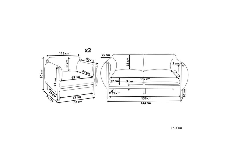 2-sitssoffa med fåtöljer Beliani Esperia Grey, Black - Hagemøbler & utemiljø - Loungemøbler - Loungegrupper