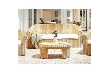 3-sitssoffa Beliani Livadeia Natural||White - Hagemøbler & utemiljø - Loungemøbler - Loungesofaer