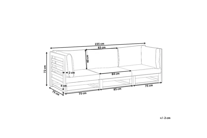 3-sitssoffa Beliani Trani Ljus trä/grått/beige, Ja Light wood||Grey||Beige - Hagemøbler & utemiljø - Loungemøbler - Loungesofaer
