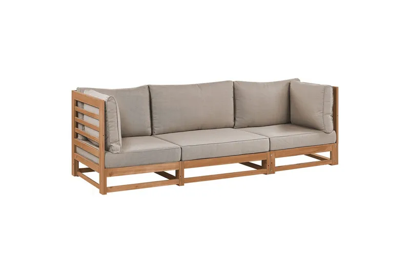 3-sitssoffa Beliani Trani Ljus trä/grått/beige, Ja Light wood||Grey||Beige