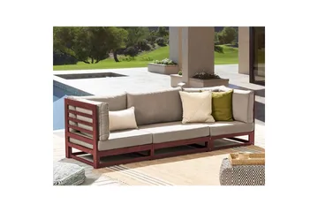 3-sitssoffa Beliani Trani Mörkt trä/grått/beige, Nej Dark wood||Grey||Beige - Hagemøbler & utemiljø - Loungemøbler - Loungesofaer