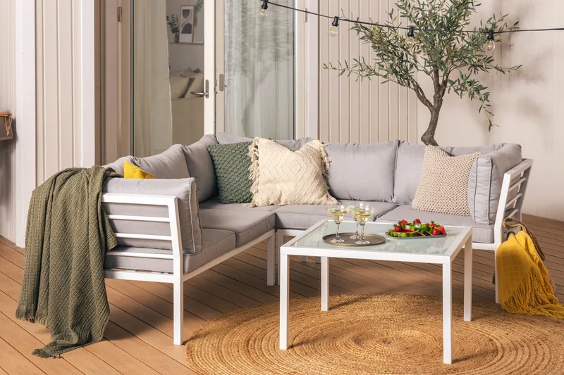 Ariany Hjørnesofa - Hvit/Grå - Hagemøbler & utemiljø - Loungemøbler - Loungesofaer