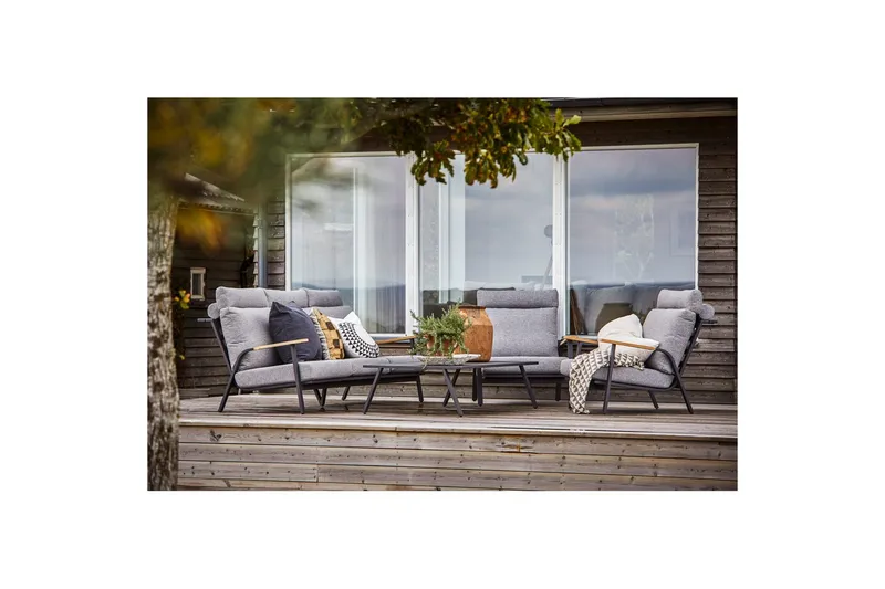 Hillerstorp Kungshult utesofa 3-seter grå - Hagemøbler & utemiljø - Loungemøbler - Loungesofaer