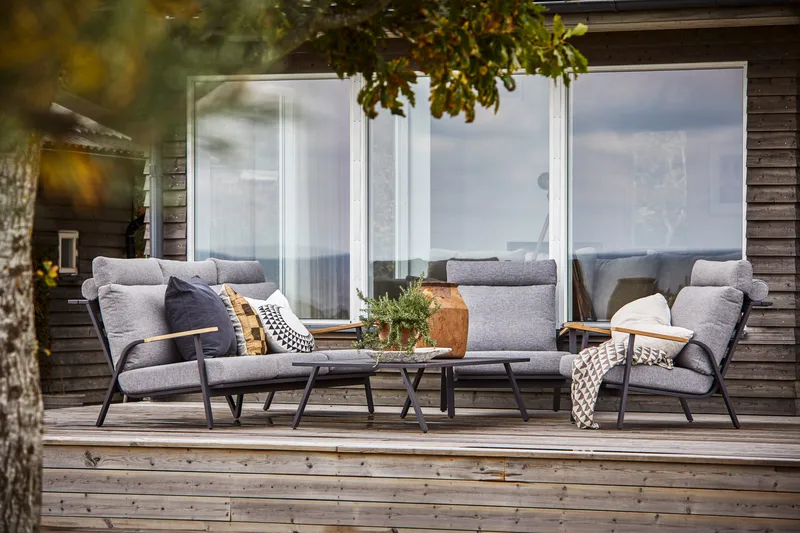 Hillerstorp Kungshult utesofa 3-seter grå - Hagemøbler & utemiljø - Loungemøbler - Loungesofaer