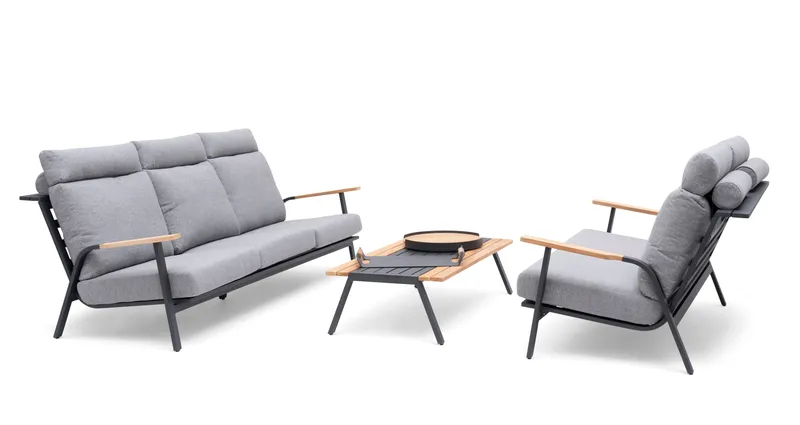 Hillerstorp Kungshult utesofa 3-seter grå - Hagemøbler & utemiljø - Loungemøbler - Loungesofaer