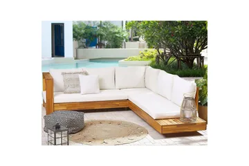 Hörnsoffa Beliani Marettimo Light wood||White - Hagemøbler & utemiljø - Loungemøbler - Loungesofaer