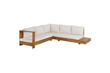 Hörnsoffa Beliani Marettimo Light wood||White - Hagemøbler & utemiljø - Loungemøbler - Loungesofaer