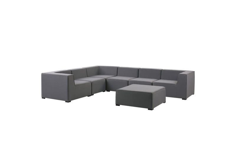 Hörnsoffa med fotpall Beliani Arezzo Beige/svart, Högervänd Dark grey, Black Left-faced - Hagemøbler & utemiljø - Loungemøbler - Loungesofaer