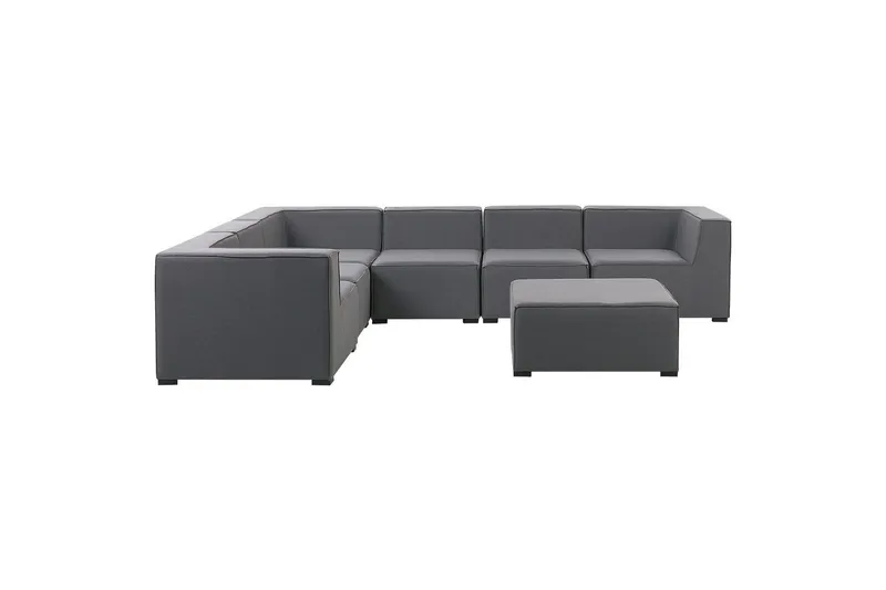 Hörnsoffa med fotpall Beliani Arezzo Beige/svart, Högervänd Dark grey, Black Left-faced