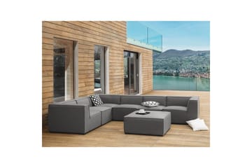 Hörnsoffa med fotpall Beliani Arezzo Beige/svart, Högervänd Dark grey, Black Left-faced - Hagemøbler & utemiljø - Loungemøbler - Loungesofaer