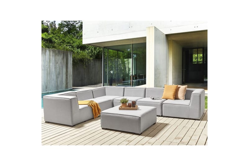 Hörnsoffa med fotpall Beliani Arezzo Beige/svart, Högervänd Grey, Black Left-faced - Hagemøbler & utemiljø - Loungemøbler - Loungesofaer