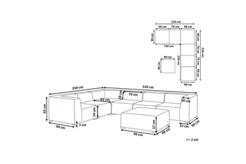 Hörnsoffa med fotpall Beliani Arezzo Beige/svart, Högervänd Grey, Black Left-faced - Hagemøbler & utemiljø - Loungemøbler - Loungesofaer