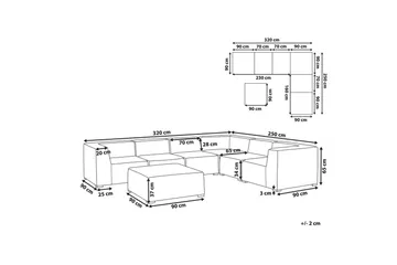 Hörnsoffa med fotpall Beliani Arezzo Beige/svart, Högervänd Grey, Black Right-faced - Hagemøbler & utemiljø - Loungemøbler - Loungesofaer