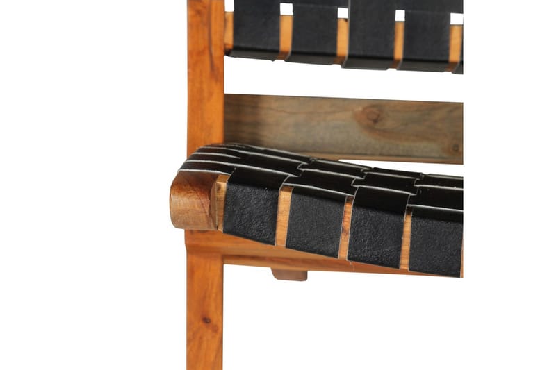 Klappstol stripet svart ekte skinn - Brun - Utelenestoler - Loungestol utendørs
