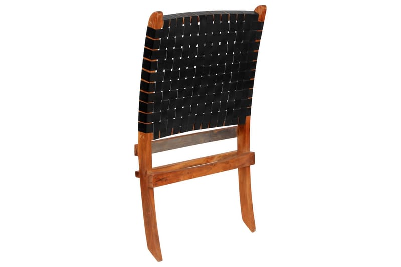Klappstol stripet svart ekte skinn - Brun - Utelenestoler - Loungestol utendørs