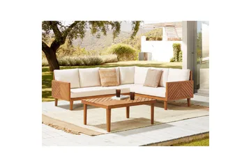 Loungegrupp Beliani Baratti 4-Sits Light wood||Beige - Hagemøbler & utemiljø - Loungemøbler - Loungegrupper
