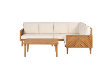 Loungegrupp Beliani Baratti 4-Sits Light wood||Beige - Hagemøbler & utemiljø - Loungemøbler - Loungegrupper