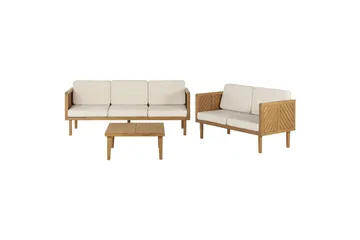 Loungegrupp Beliani Baratti 5-Sits Light wood||Beige - Hagemøbler & utemiljø - Loungemøbler - Loungegrupper