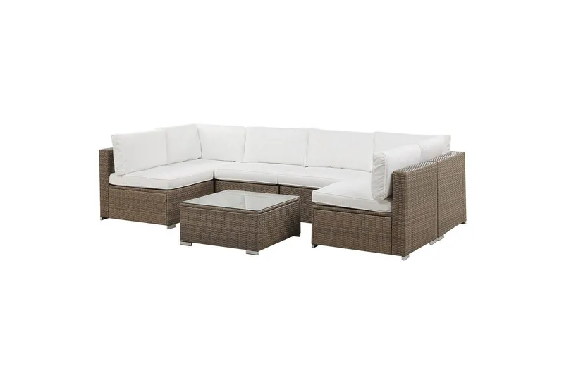 Loungegrupp Beliani Belvedere Brown||White - Hagemøbler & utemiljø - Loungemøbler - Loungegrupper