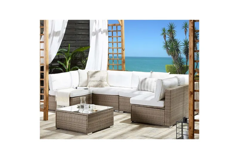 Loungegrupp Beliani Belvedere Brown||White - Hagemøbler & utemiljø - Loungemøbler - Loungegrupper