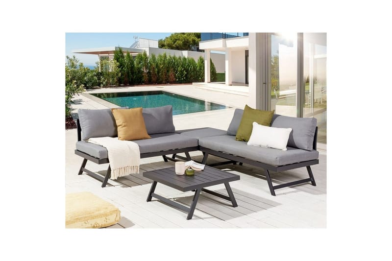 Loungegrupp Beliani Coccorino Grey||Black - Hagemøbler & utemiljø - Loungemøbler - Loungegrupper