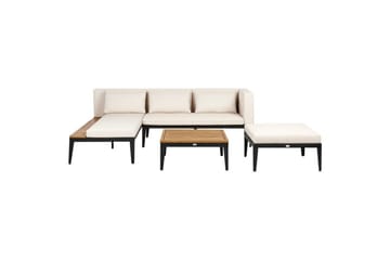 Loungegrupp med fotpall Beliani Bracciano 3-Sits Beige||Light wood||Black - Hagemøbler & utemiljø - Loungemøbler - Loungegrupper