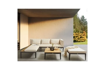 Loungegrupp med fotpall Beliani Bracciano 3-Sits Beige||Light wood||Black - Hagemøbler & utemiljø - Loungemøbler - Loungegrupper