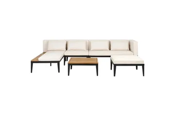 Loungegrupp med fotpall Beliani Bracciano 4-Sits Beige||Light wood||Black - Hagemøbler & utemiljø - Loungemøbler - Loungegrupper