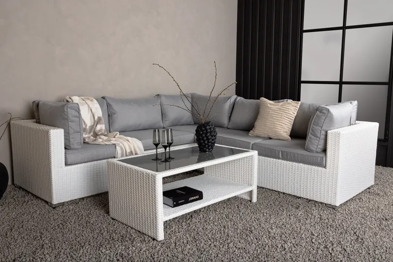 Amazon loungesofa utendørs - Grå/hvit - Hagemøbler & utemiljø - Loungemøbler - Loungegrupper