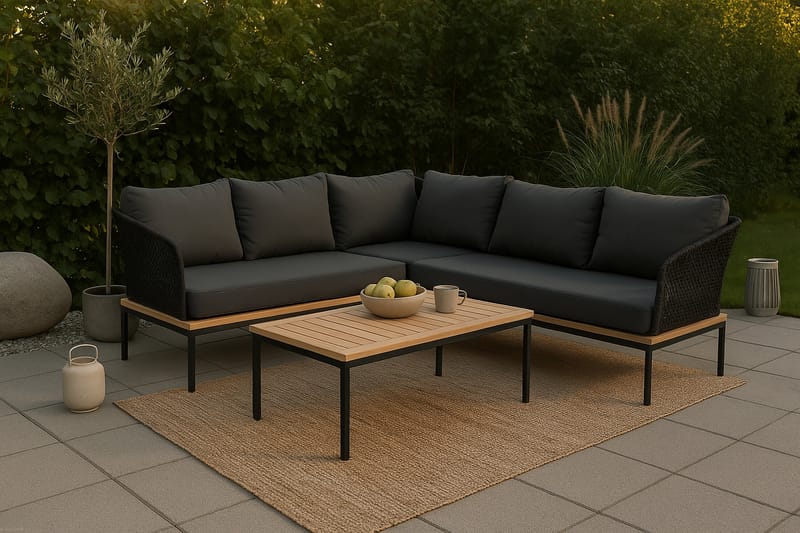 Andorra Hjørnesofa - Svart/Grå - Hagemøbler & utemiljø - Loungemøbler - Loungegrupper