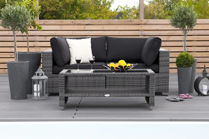 Bahamas Loungegruppe 2 Pers Bord m Hylle, Grå