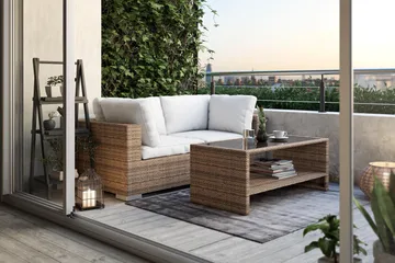 Bahamas Loungegruppe 2 Pers. Bord m Hylle - Sand - Hagemøbler & utemiljø - Loungemøbler - Loungegrupper